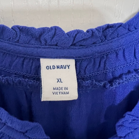 Old Navy Long Maxi Dress Tie Front Ruffle XL Truest Violet Short Sleeve NWT - Picture 4 of 12